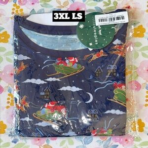 Little Sleepies 3XL Santa’s Sleigh Christmas Santa Long Sleeve Bamboo Shirt Mens